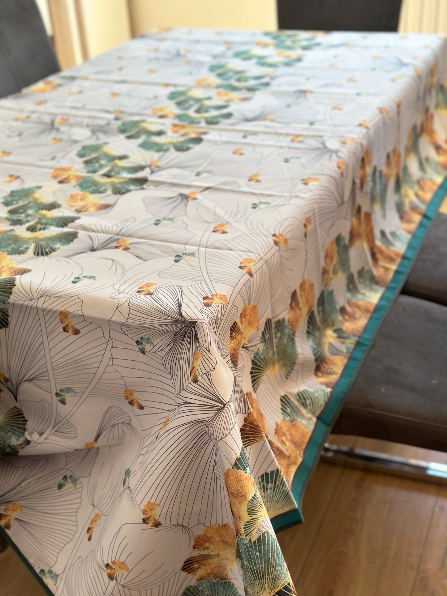 Nappe Feuilles Emeraude & Or